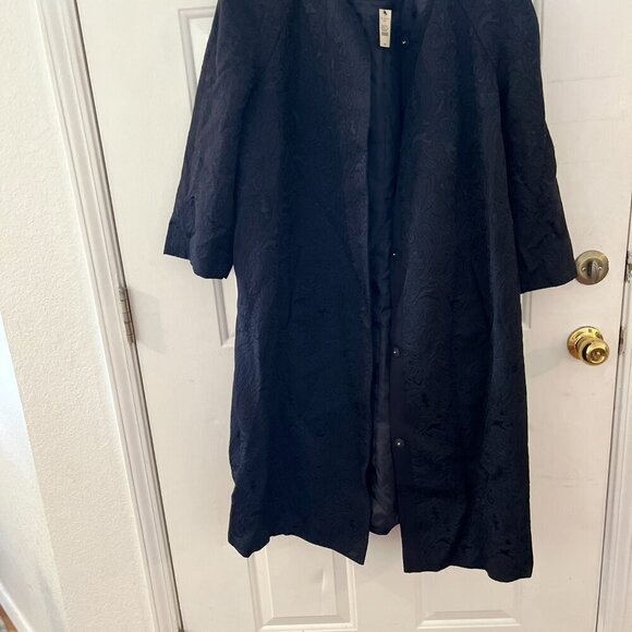 Talbots Woman's Plus-Size Black Tapestry Long-Lined Jacket/Cardigan Sz 16 - Picture 9 of 10